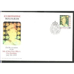 Wyspa Man 1994, Królowa Elżbieta II, hologram. FDC