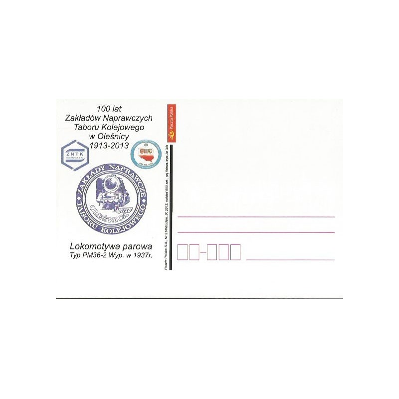 Kartka Wrocław 2013, Zakłady Naprawcze Taboru Kolejowego, kolej, Oleśnica