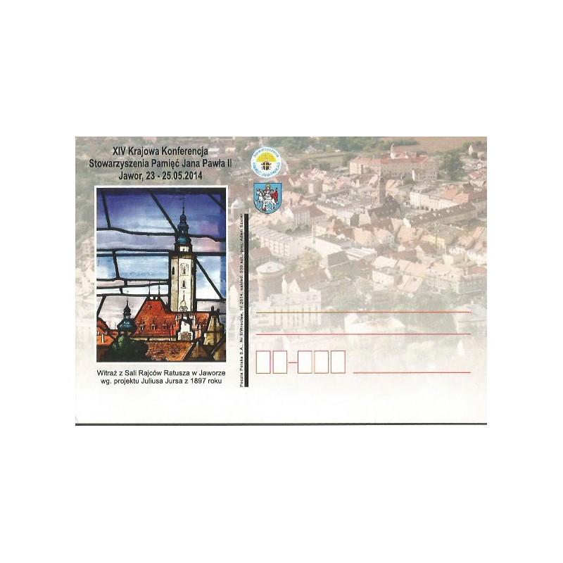 Kartka Wrocław 2014, Jawor, ratusz, papież Jan Paweł II