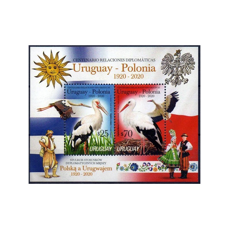 Urugwaj 2020, Polska, niepodległość, ptak bocian **
