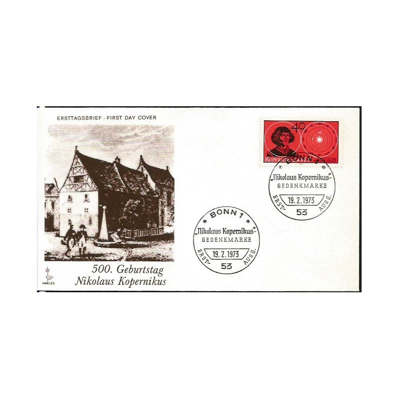 Niemcy 1973, Mikołaj Kopernik, astronomia. FDC
