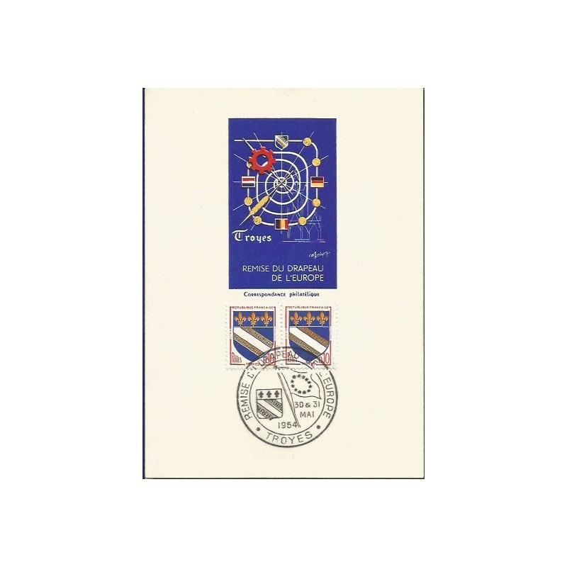 Francja 1964, Unia Europejska, EWG, flaga. Karta maksimum