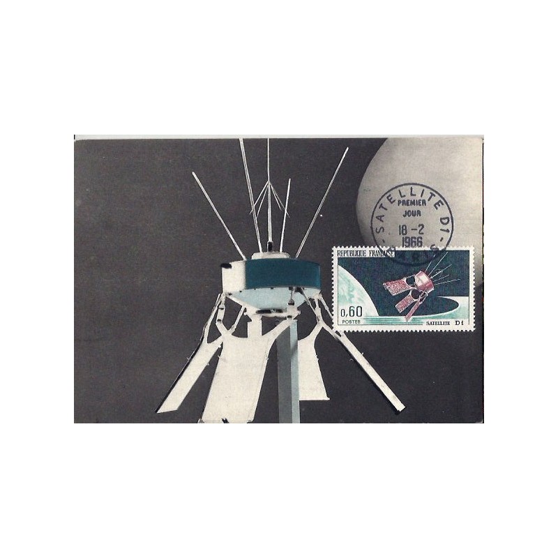 Francja 1966, Kosmos, satelita. Karta maksimum
