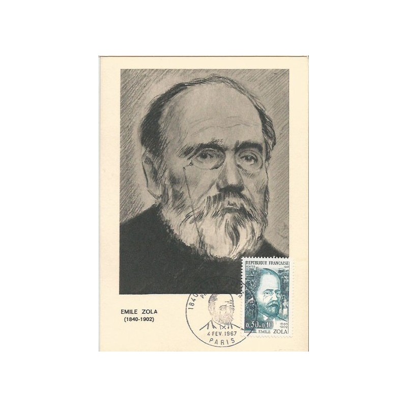 Francja 1967, Emil Zola, literatura. Karta maksimum
