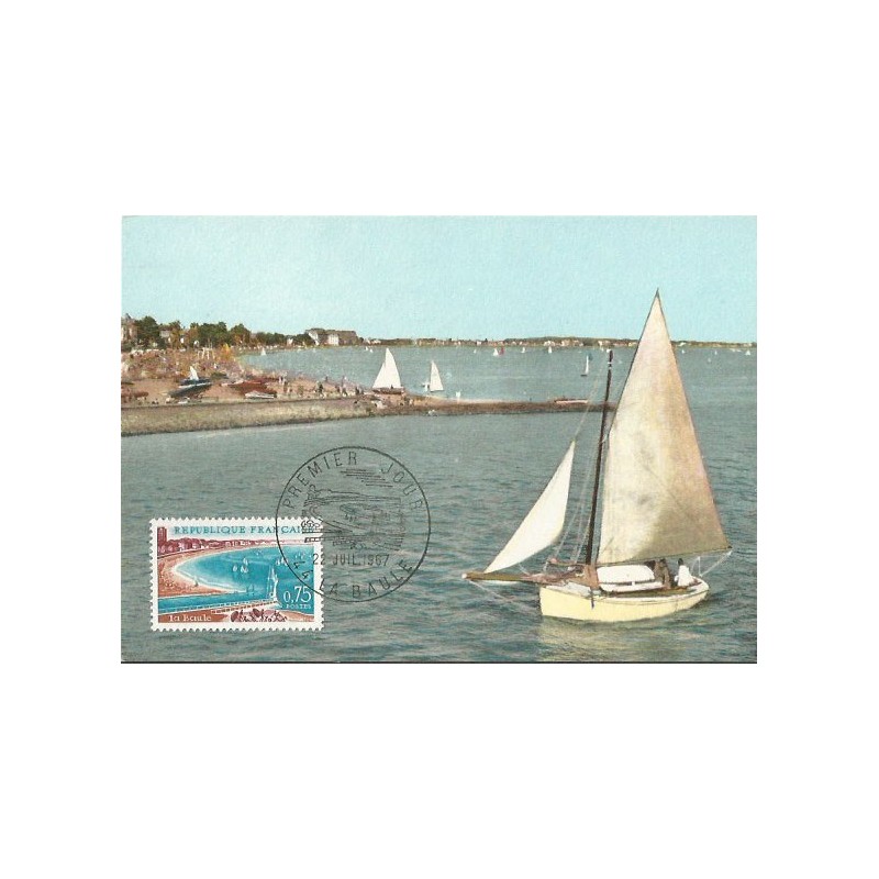 Francja 1967, Morze, turystyka, żaglówki, plaża. Karta maksimum