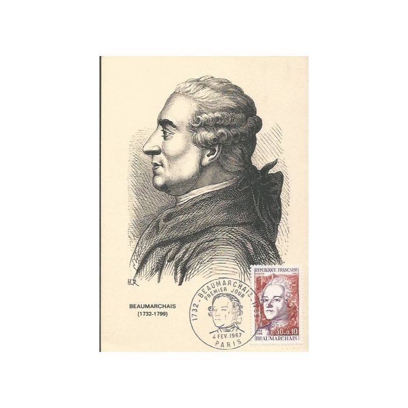 Francja 1967, P. Beaumarchais, muzyka, teatr. Karta maksimum