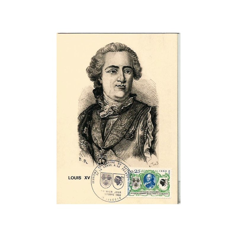 Francja 1968, Korsyka, król Ludwik XV. Karta maksimum