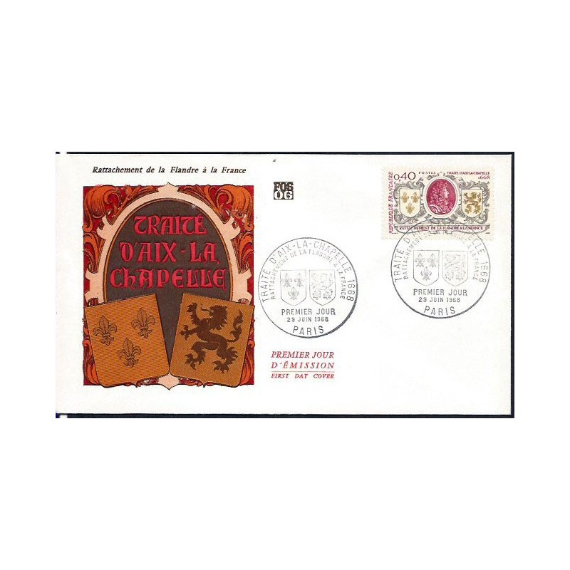 Francja 1968, Król Ludwik XIV, pokój w Aix-la-Chapelle. FDC