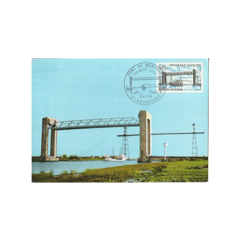 Francja 1968, Most, statek. Karta maksimum