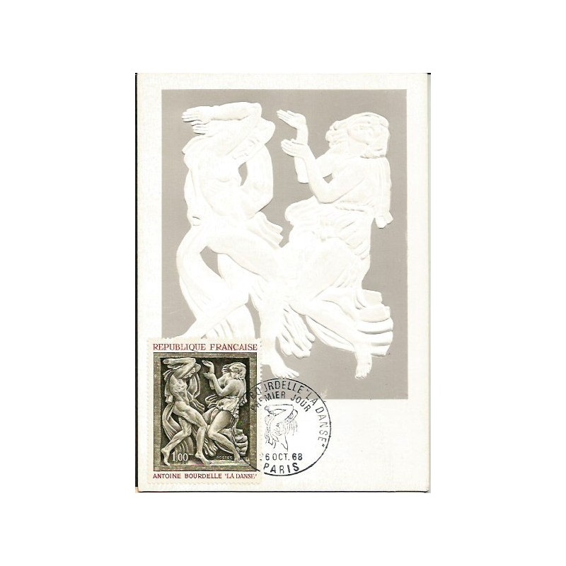 Francja 1968, Rzeźba, A. Bourdelle. Karta maksimum