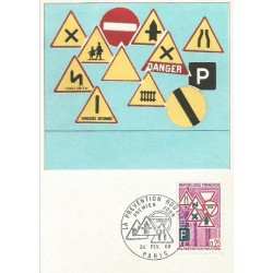 Francja 1968, Znaki drogowe, bezpieczeństwo. Karta maksimum