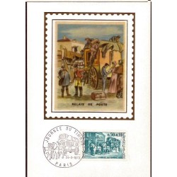 Francja 1973, Dzień znaczka, dyliżans. Karta maksimum