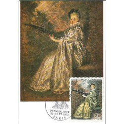 Francja 1973, Malarstwo, Watteau, muzyka. Karta maksimum