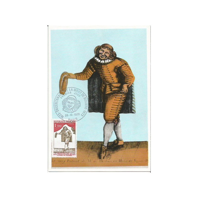 Francja 1973, Moliere, teatr. Karta maksimum