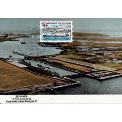 Francja 1973, Port Le Havre, statek. Karta maksimum