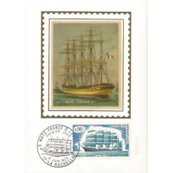Francja 1973, Statek, żaglowiec. Karta maksimum