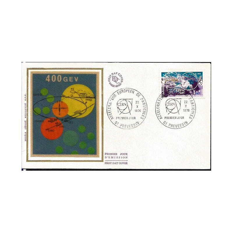 Francja 1976, CERN, fizyka, atom. FDC