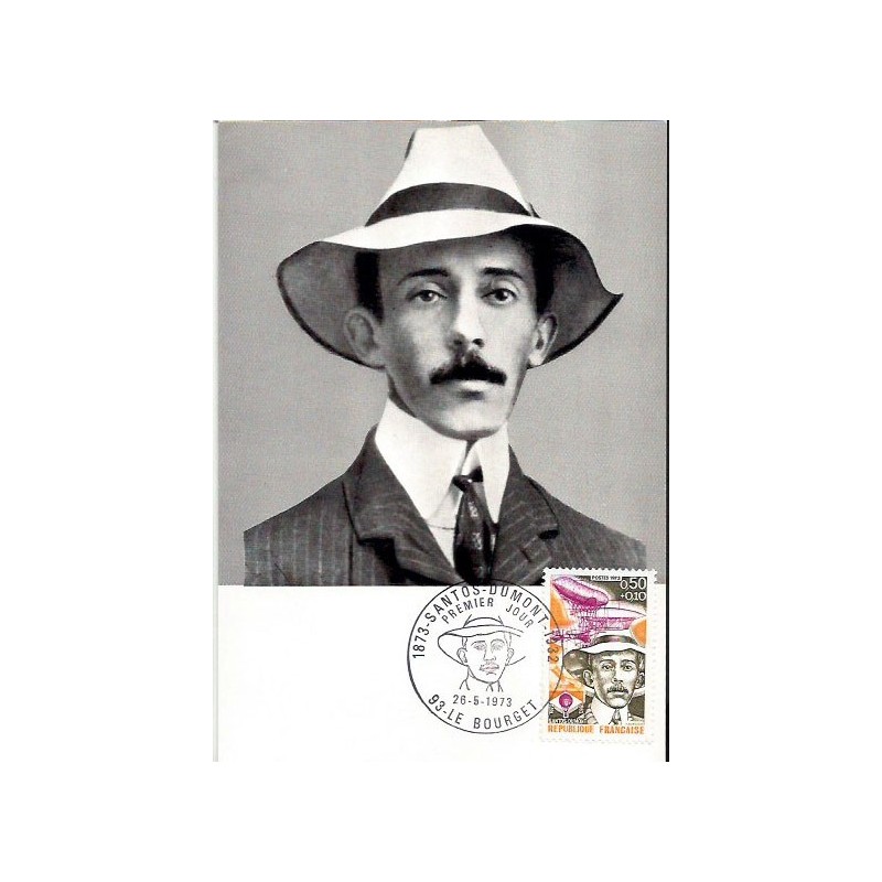 Francja 1973, Lotnictwo, Santos Dumont. Karta maksimum