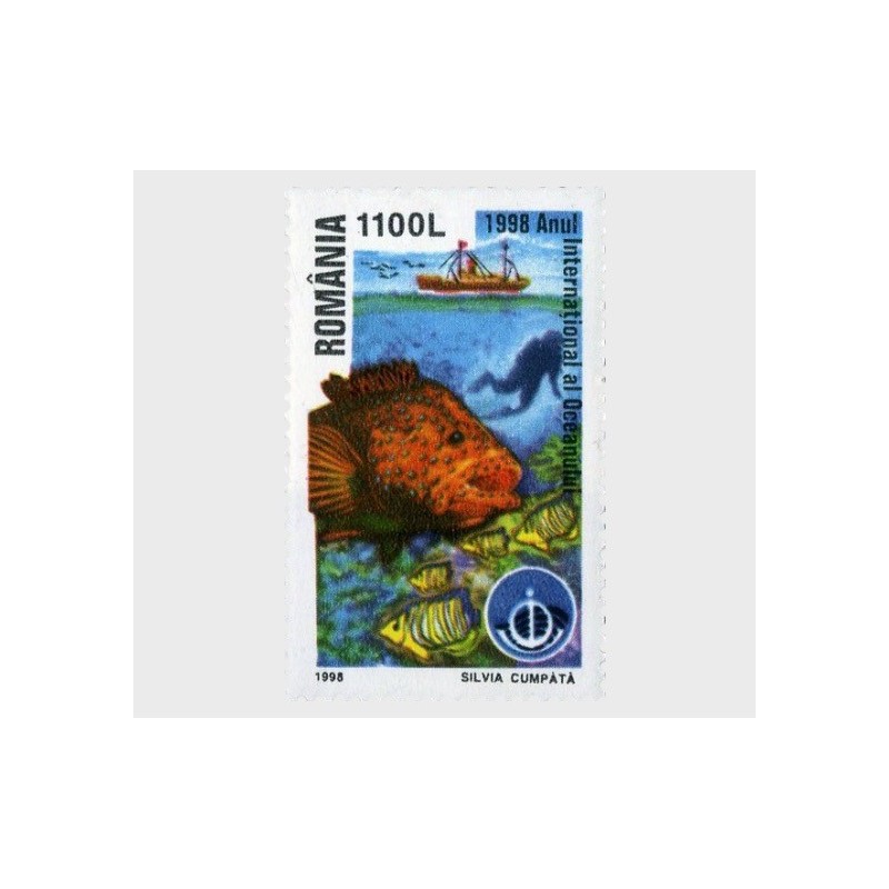 Rumunia 1998, Rok oceanów, ryby, statek, nurek **