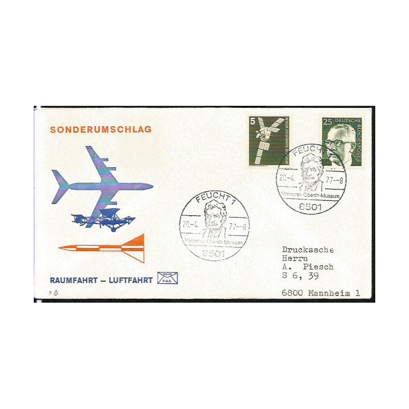 Niemcy 1977, H. Oberth, fizyka, kosmos. Feucht