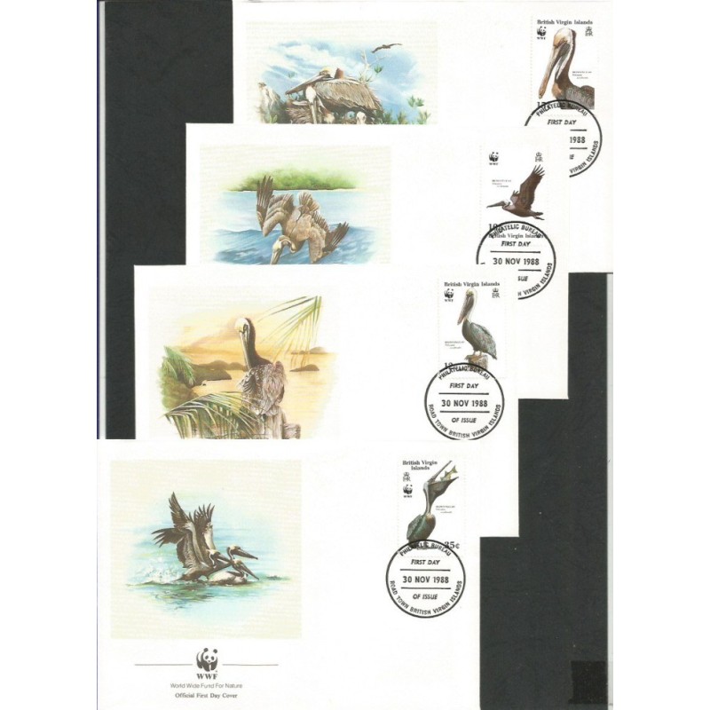 Br. W. Dziewicze 1988, WWF: ptak pelikan brunatny. FDC