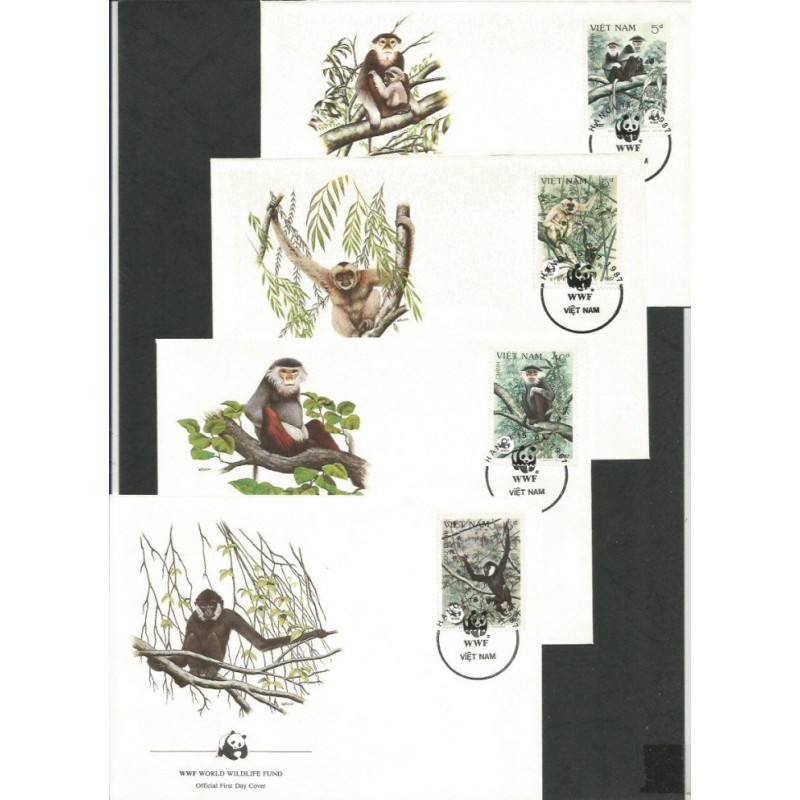 Wietnam 1987, WWF: małpa gibboniec. FDC