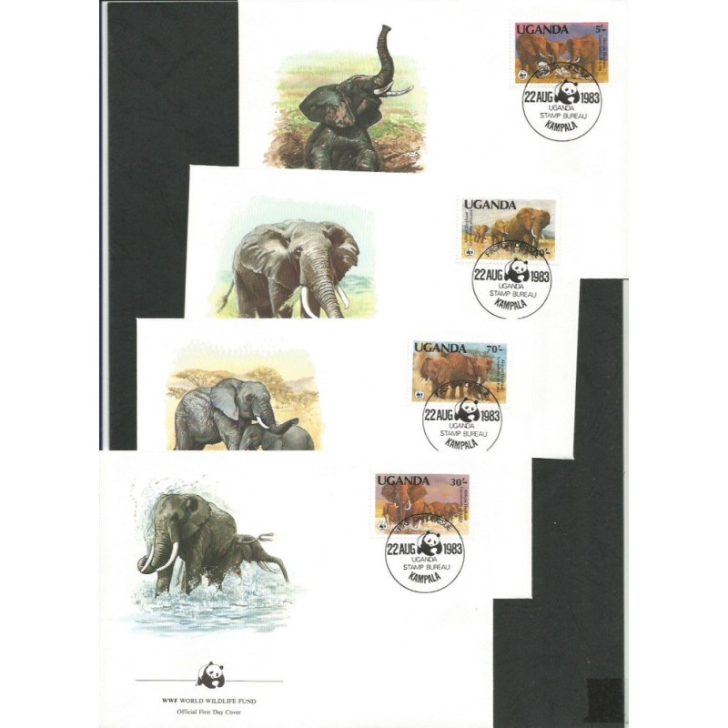 Uganda 1983, WWF: słonie. FDC