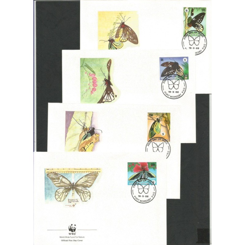 Papua Nowa Gwinea 1988, WWF Motyle. FDC