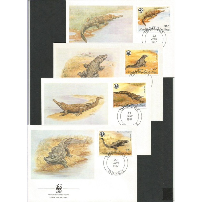 Kongo 1987, WWF: krokodyl. FDC