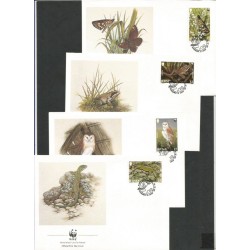 Jersey 1989, WWF: sowa motyl jaszczurka żaba. FDC