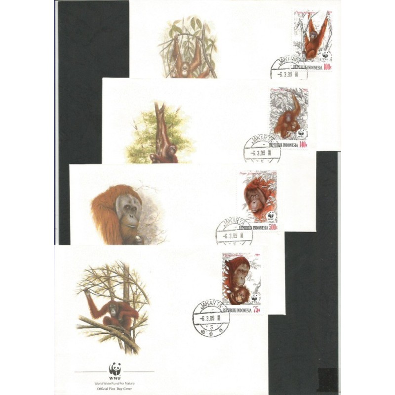 Indonezja 1989, WWF: małpa orangutan. FDC