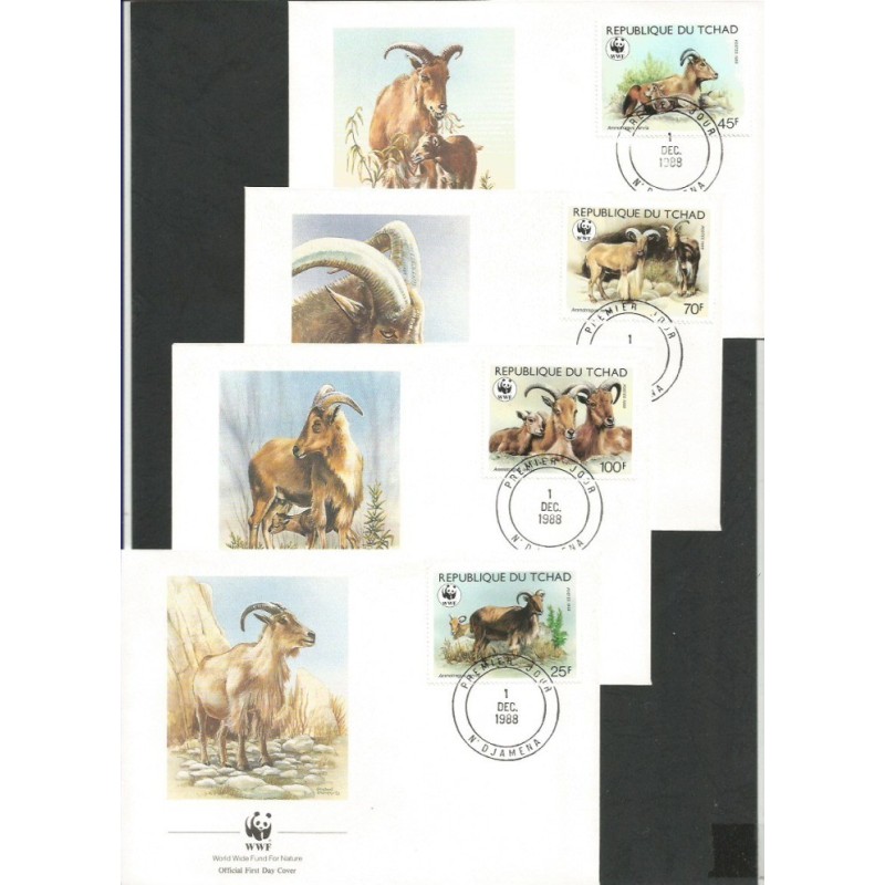 Czad 1988, WWF: owca grzywiasta. FDC
