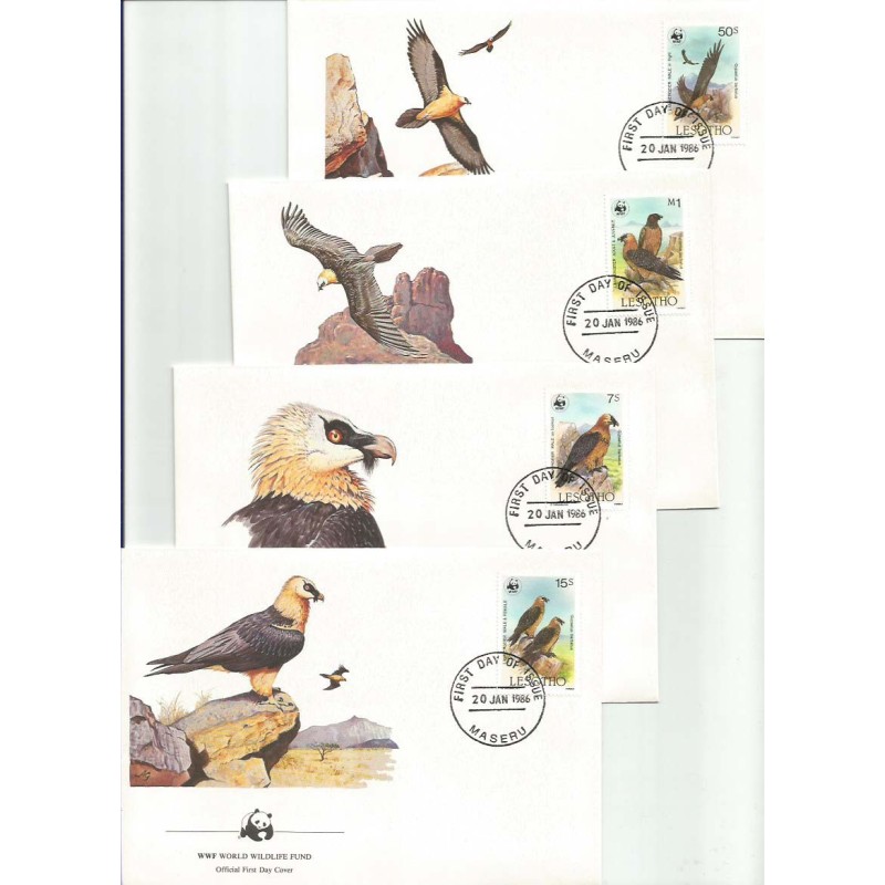 Lesotho 1986, WWF: ptaki sępy. FDC
