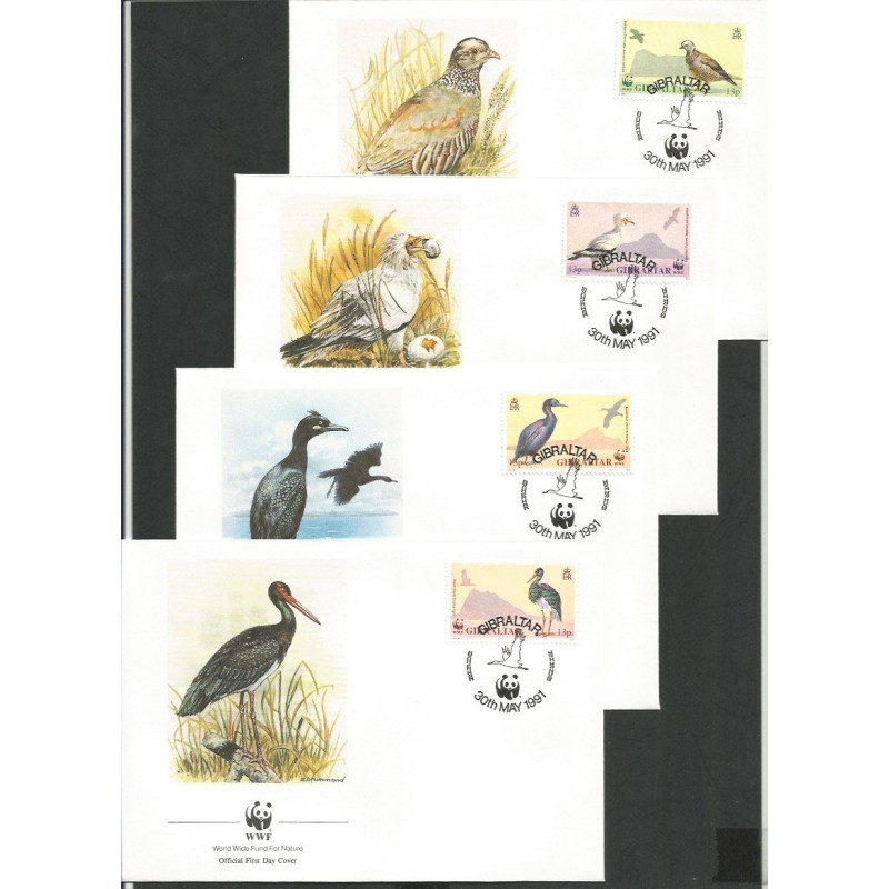 Gibraltar 1991, WWF: ptaki. FDC