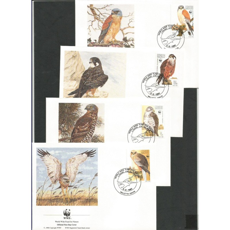 Malta 1991, WWF: ptaki drapieżne. FDC