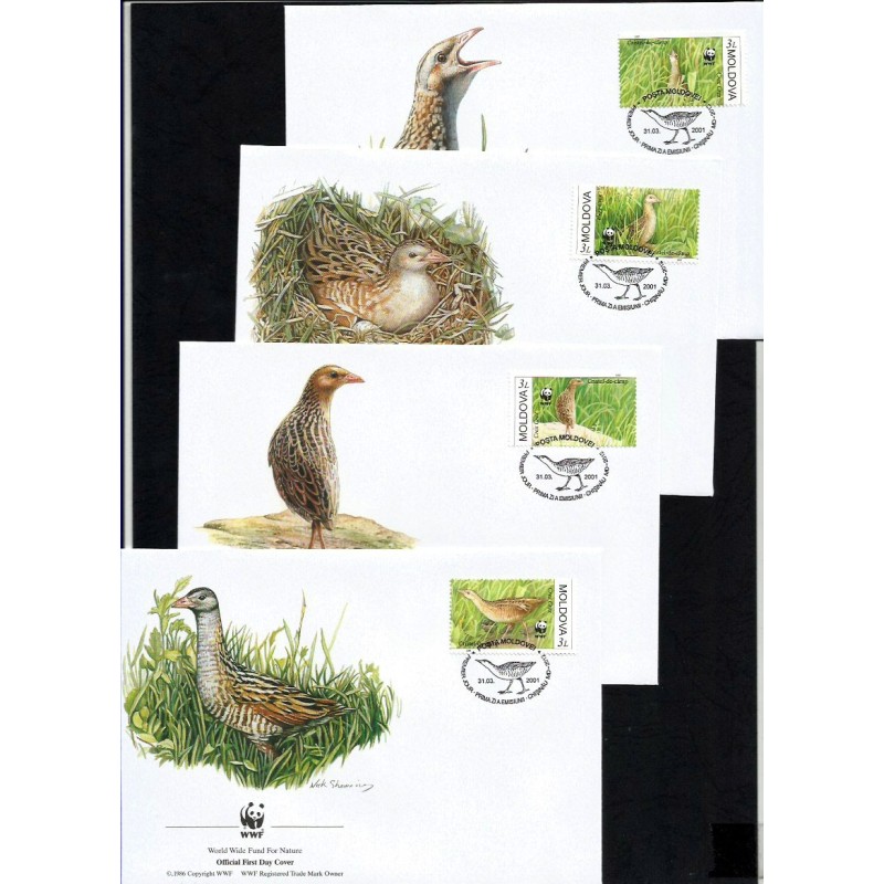 Mołdawia 2001, WWF: ptak derkacz. FDC