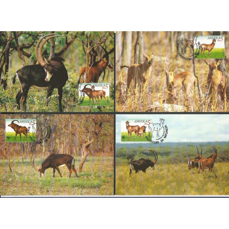 Angola 1990, WWF: antylopa sobolowa. Karty maksimum