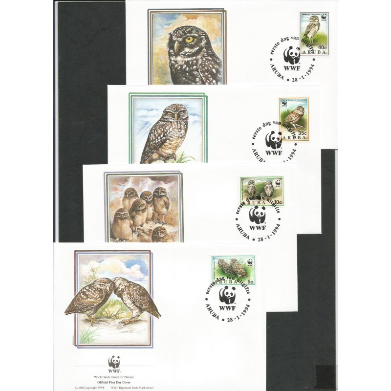 Aruba 1994, WWF: ptaki, sowy. FDC