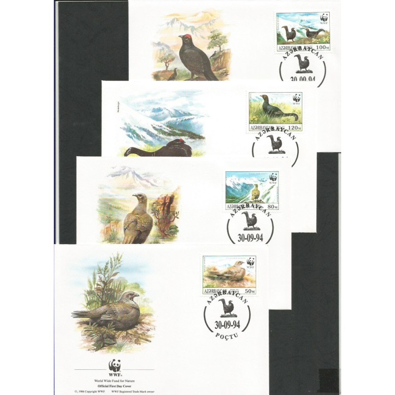 Azerbejdżan 1994, WWF: ptak cietrzew kaukaski. FDC