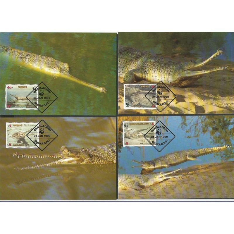 Bangladesz 1990, WWF: krokodyl gawial. Karty maksimum