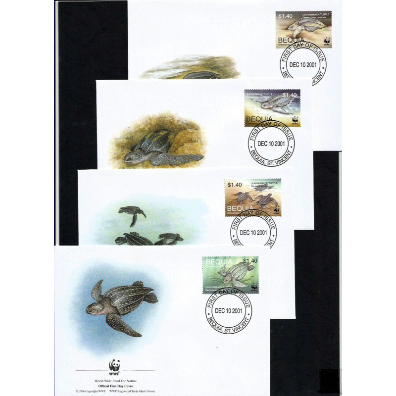 Bequia 2001, WWF: żółw. FDC