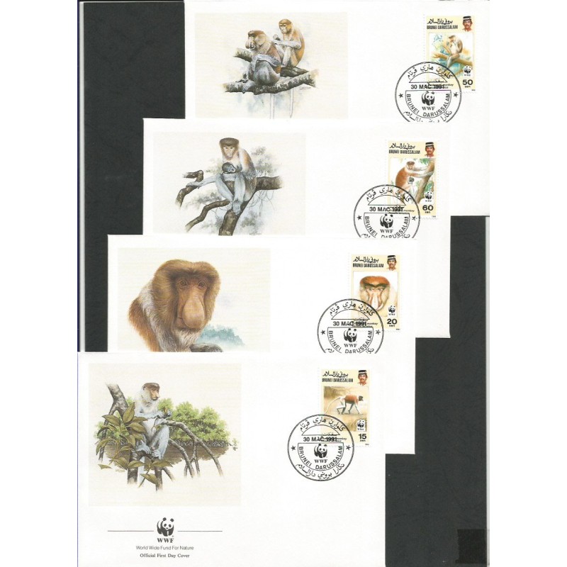 Brunei 1991, WWF: małpy. FDC