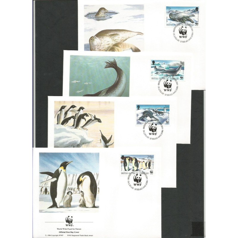 Bryt. Ter. Arktyczne 1992, WWF: pingwiny i foki. FDC