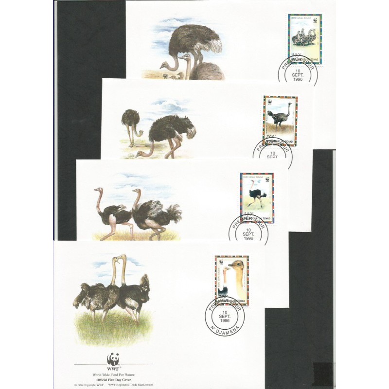 Czad 1996, WWF: ptak struś. FDC