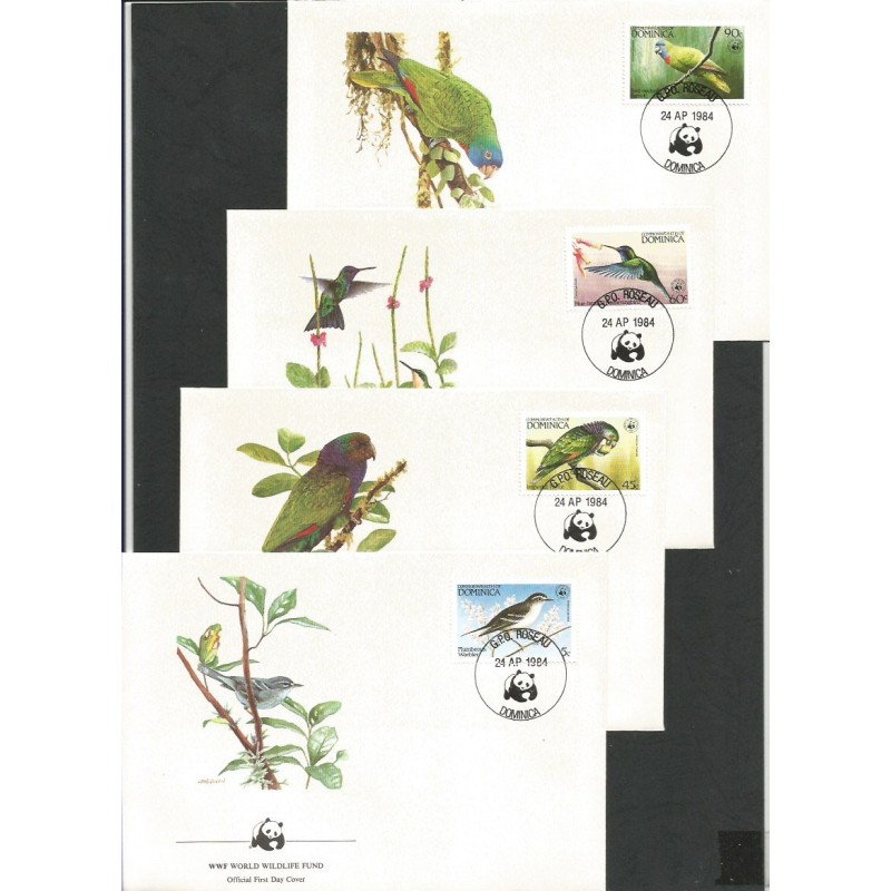 Dominika 1984, WWF: ptaki. FDC