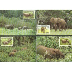 Gabon 1988, WWF: słonie. Karty maksimum