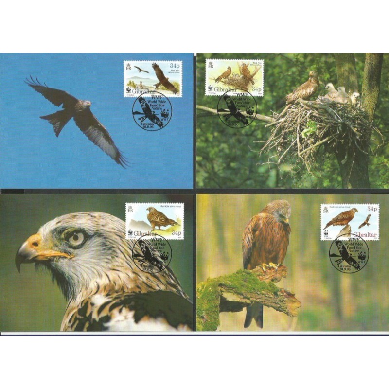 Gibraltar 1996, WWF: ptaki, kania ruda. Karty maksimum