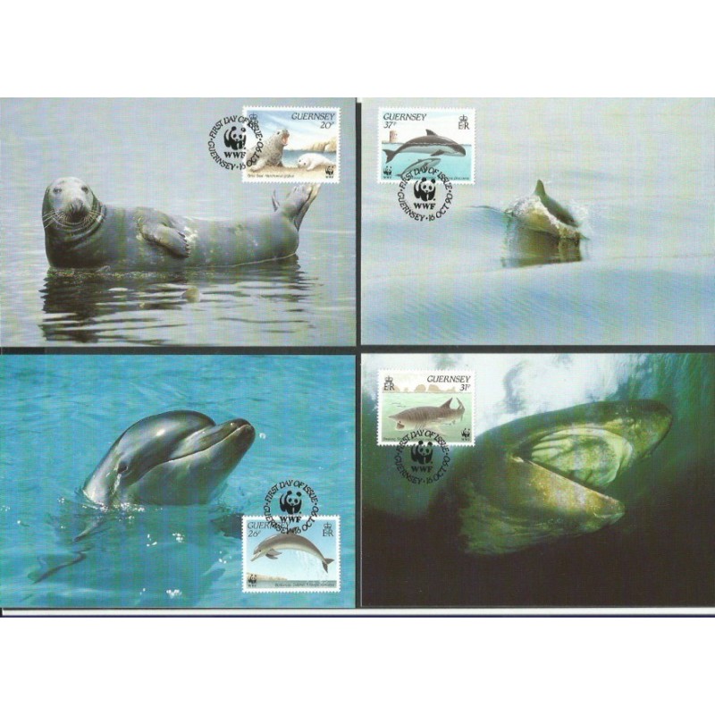 Guernsey 1990, WWF: fauna morska, ssaki, ryby, foki. Karty maksimum