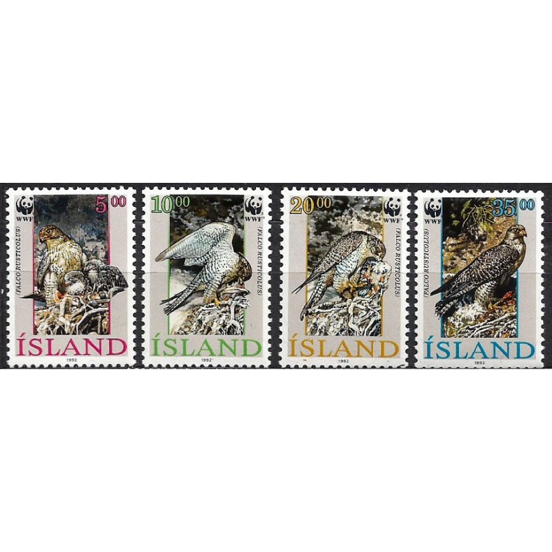 Islandia 1992, WWF: ptak sokół białozór **
