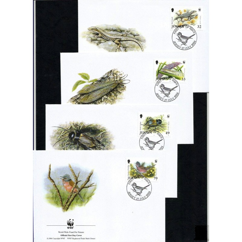 Jersey 2004, WWF: owady, ptaki, płazy. FDC